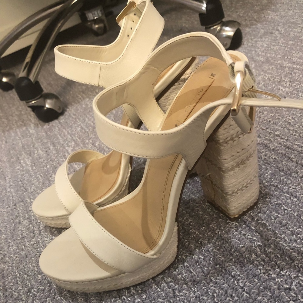 Aldo heels cream with woven heel
